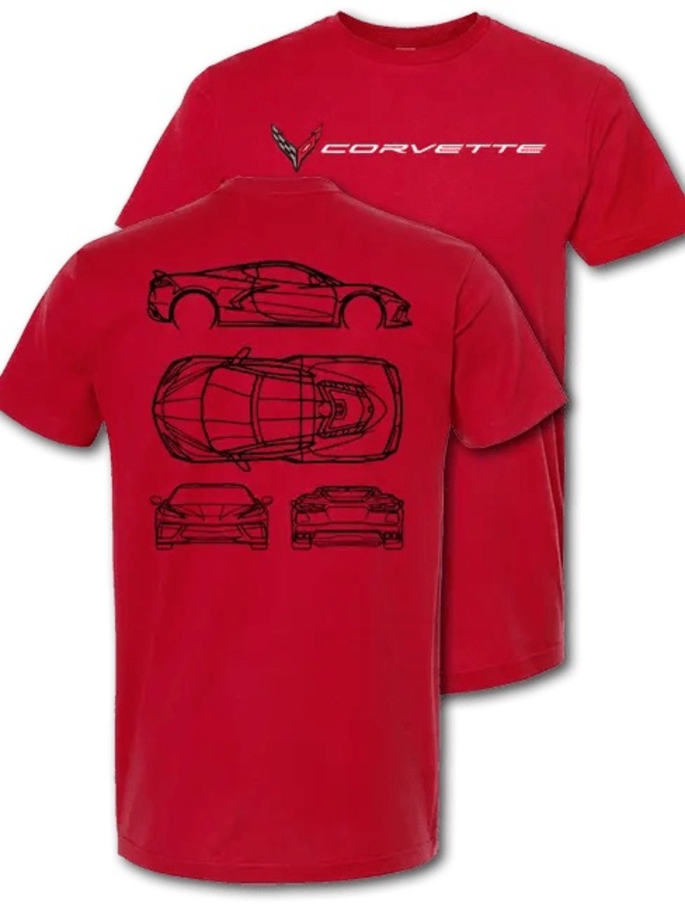 #207- NEW Men's Corvette Engineer Red Graphic Short Sleeve Tee